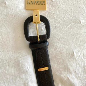 BNWT Black Crocodile Skin Belt by Ralph Lauren